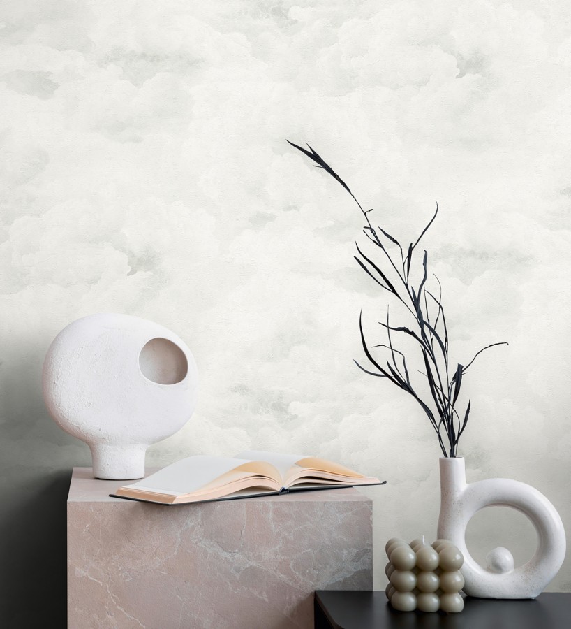 Papel pintado de nubes con textura de pintura al óleo y estilo etéreo blanco roto  Skye Eden 684934
