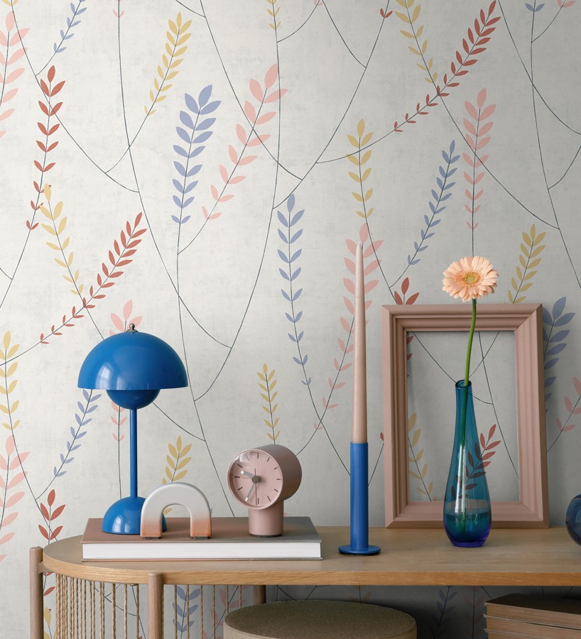Papel pintado espigas estilo nórdico fondo estuco suave tono gris claro  Laurel Breezy 684937