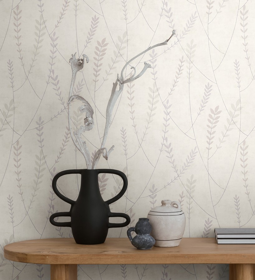 Papel pintado espigas estilo nórdico fondo estuco suave beige neutro claro  Laurel Breezy 684939