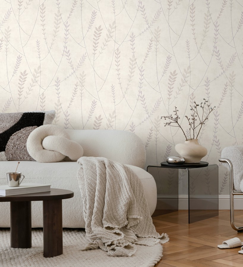 Papel pintado espigas estilo nórdico fondo estuco suave beige neutro claro  Laurel Breezy 684939