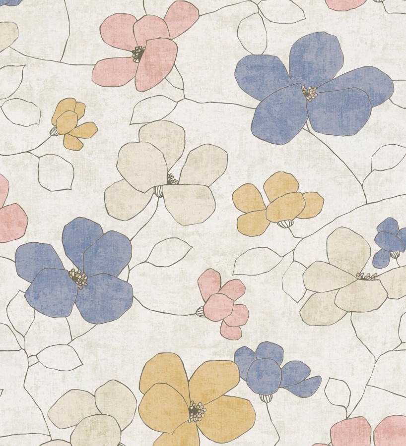 Papel pintado flores abstractas textura estucada fondo beige claro  Valentina Lovely 684941