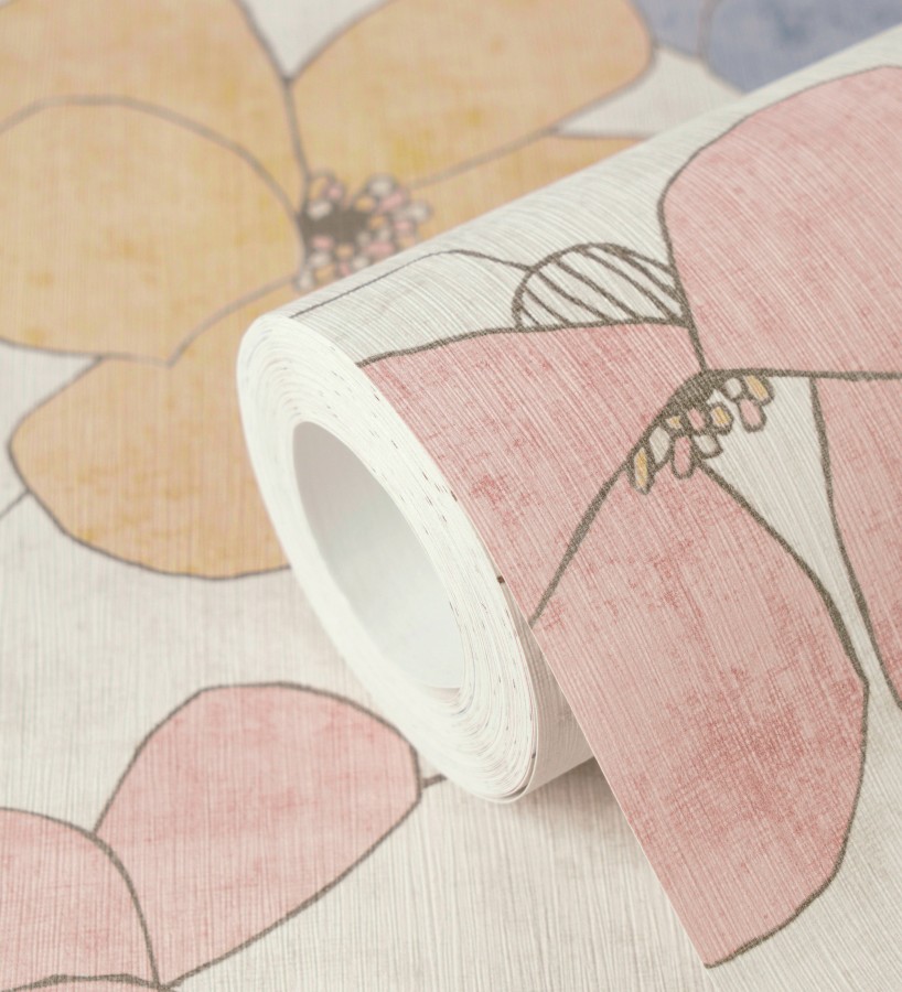 Papel pintado flores abstractas textura estucada fondo beige claro  Valentina Lovely 684941