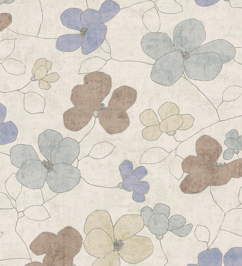 Papel pintado flores abstractas textura estucada fondo color beige  Valentina Lovely 684942