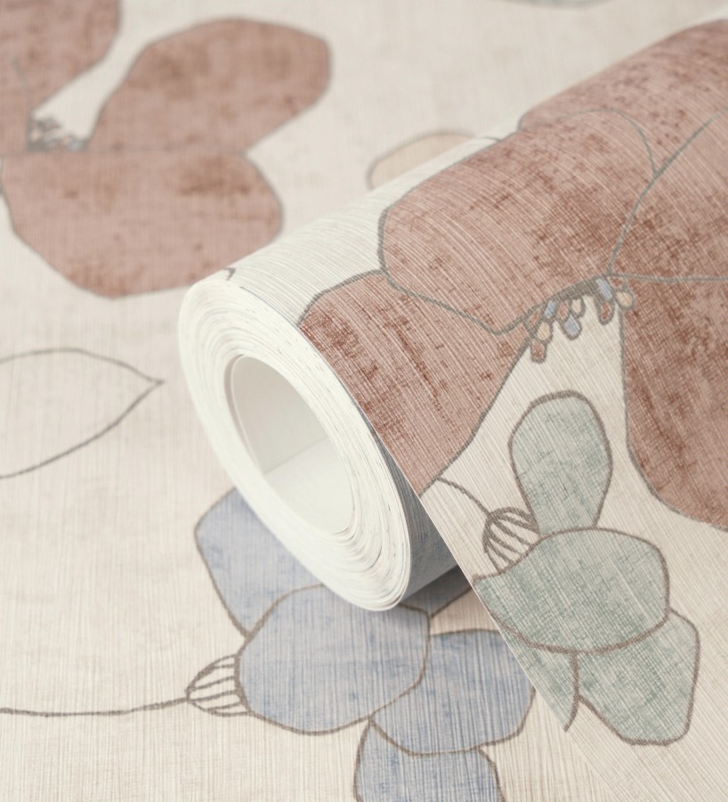 Papel pintado flores abstractas textura estucada fondo color beige  Valentina Lovely 684942