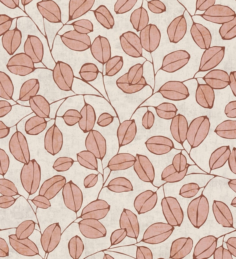 Papel pintado hojas vintage pátina bermellón claro  Euca Pristine 684945