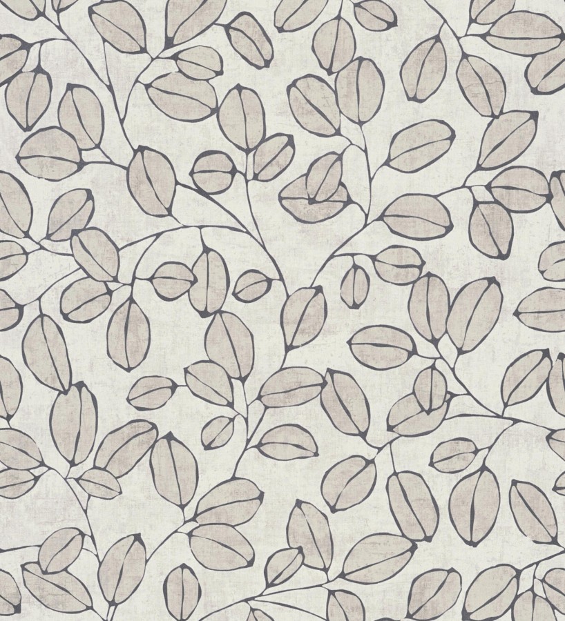 Papel pintado hojas vintage pátina gris piedra  Euca Pristine 684947