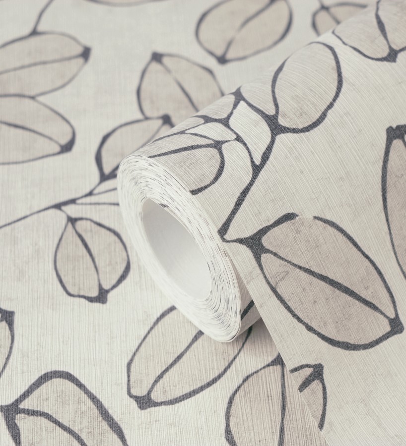 Papel pintado hojas vintage pátina gris piedra  Euca Pristine 684947