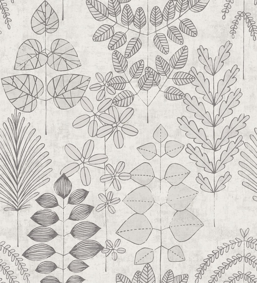 Papel pintado herbario retro vintage refinado pátina fondo color gris claro  Adelaide Lush 684952