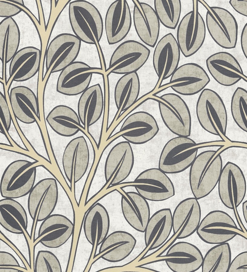 Papel pintado botánico retro refinado hojas taupe fondo gris claro  Pippa Spring 684955
