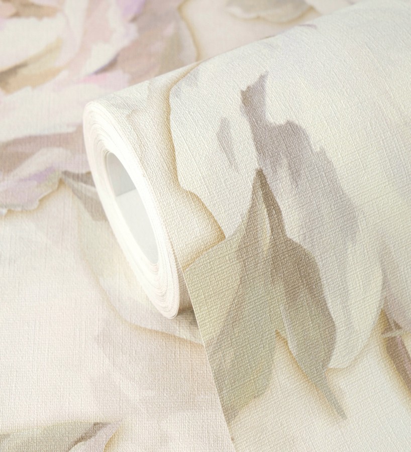 Papel pintado de peonías óleo vintage refinado fondo crema  Florence Graceful 684982