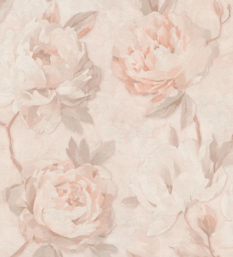 Papel pintado de peonías óleo vintage refinado fondo albaricoque claro  Florence Graceful 684983