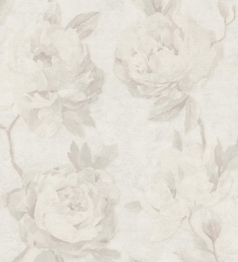 Papel pintado de peonías óleo vintage refinado fondo blanco roto  Florence Graceful 684984