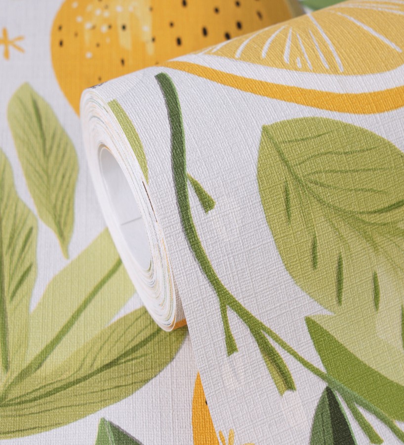 Papel pintado limones estilo chic campestre fondo gris glaciar  Citrus Sweet 684985