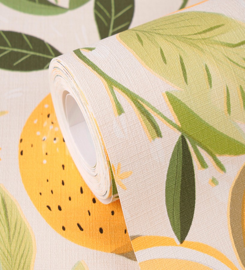Papel pintado limones estilo chic campestre fondo arena  Citrus Sweet 684986
