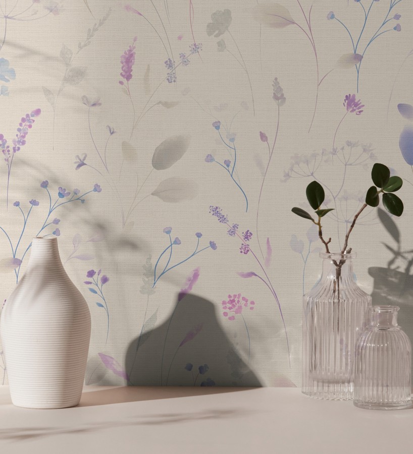 Papel pintado flores silvestres vintage en acuarela fondo texturizado  Sora Painted 684989
