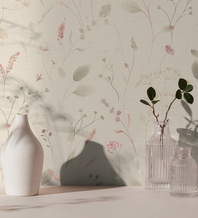 Papel pintado flores silvestres vintage en acuarela fondo texturizado  Sora Painted 684990