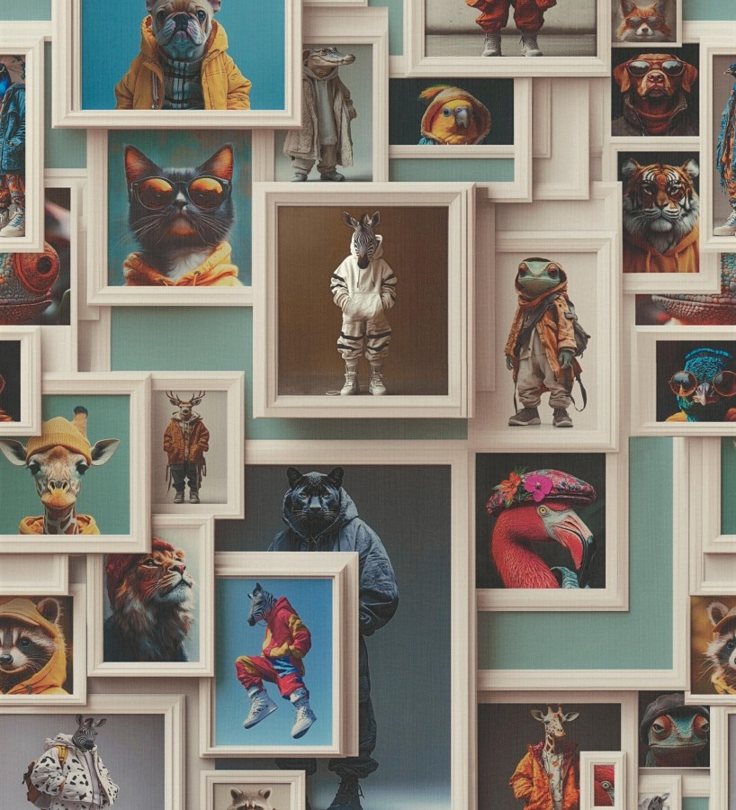 Papel pintado retratos animales hipsters fauna urbana  Bronx Bold 684997