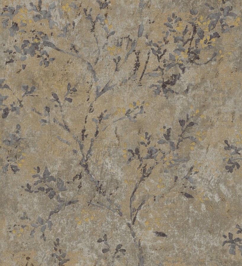 Papel pintado ramas de árboles zen fondo lienzo pátina desgastado  Siena Provence 685000