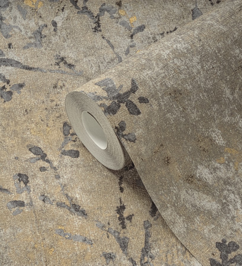 Papel pintado ramas de árboles zen fondo lienzo pátina desgastado  Siena Provence 685000