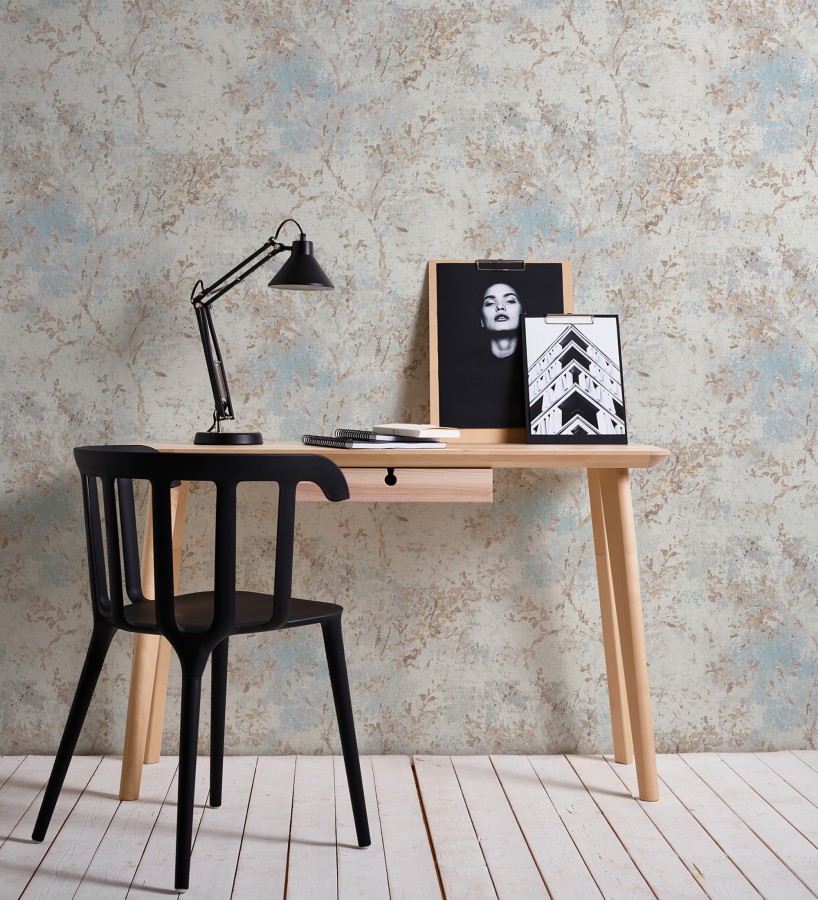 Papel pintado ramas de árboles zen fondo lienzo pátina desgastado  Siena Provence 685001