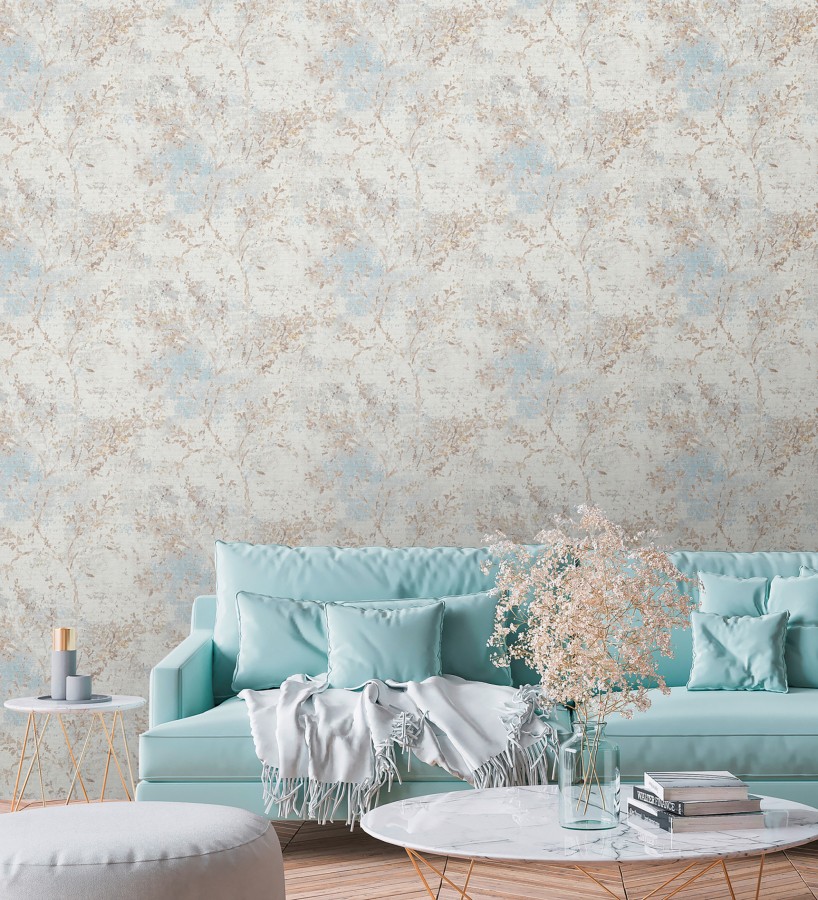 Papel pintado ramas de árboles zen fondo lienzo pátina desgastado  Siena Provence 685001