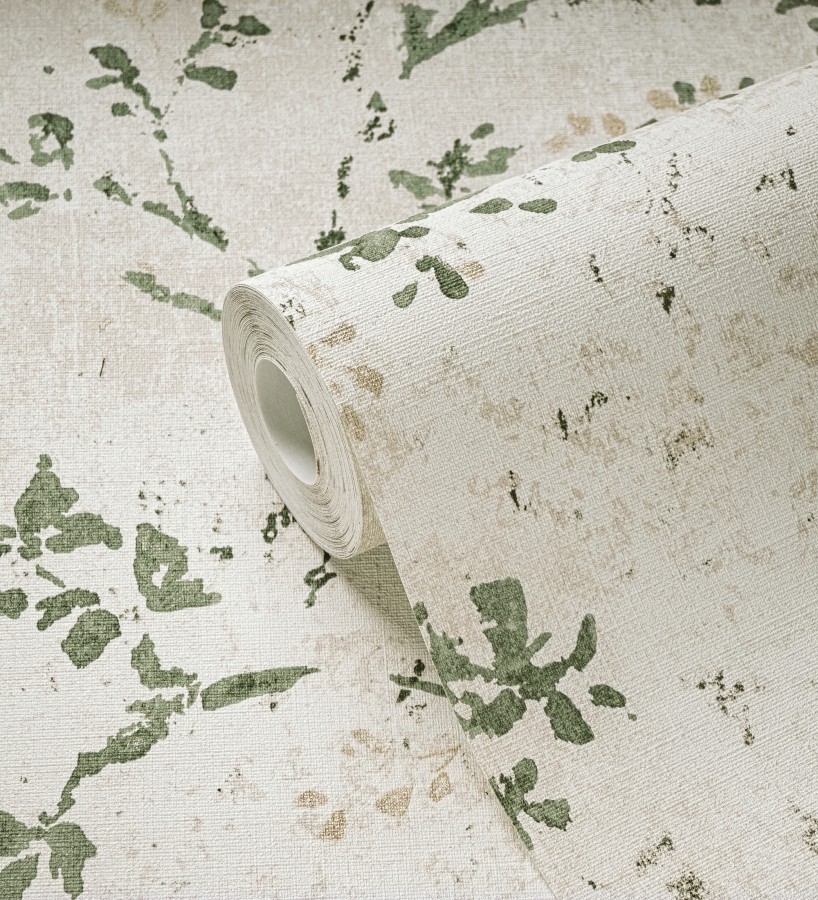 Papel pintado ramas de árboles zen fondo lienzo pátina desgastado  Siena Provence 685003