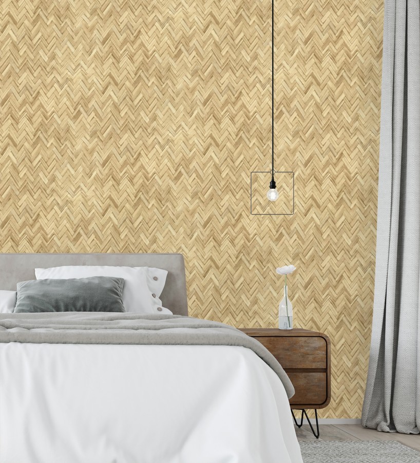 Papel pintado ratán diseño espiga tono arena  Bangkok Rattan 685085