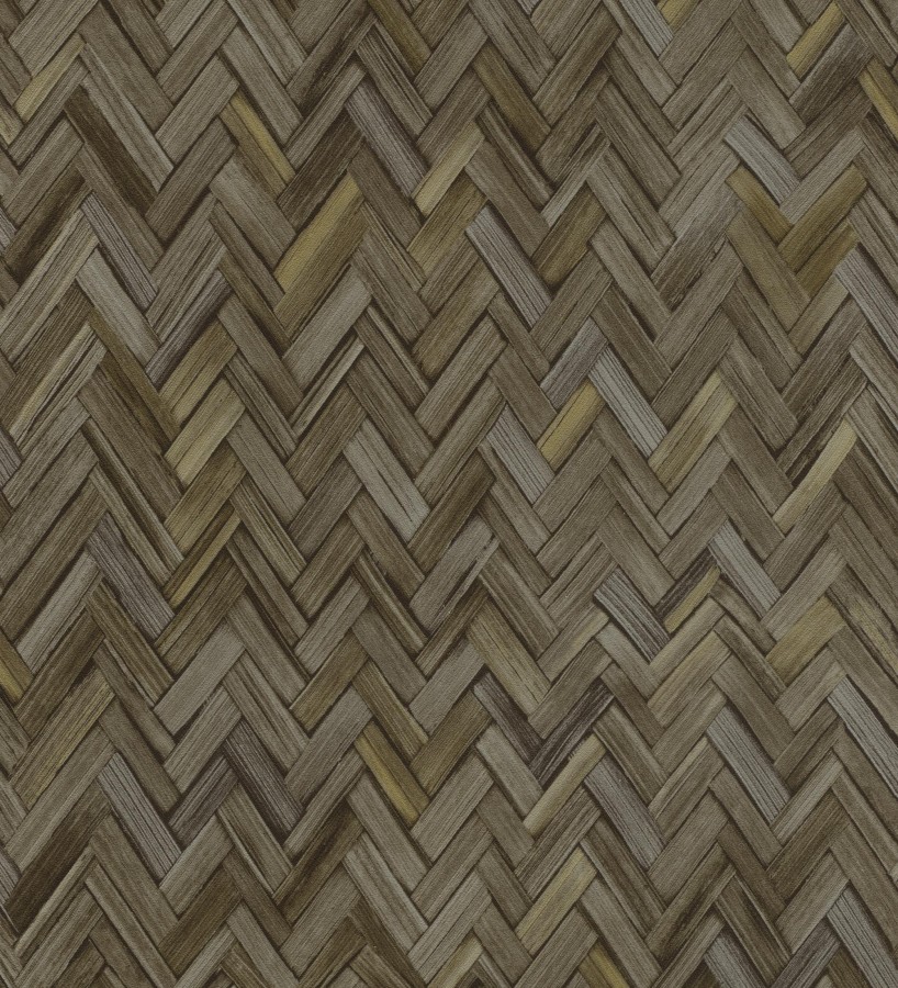 Papel pintado ratán diseño espiga tono sepia profundo  Bangkok Rattan 685086