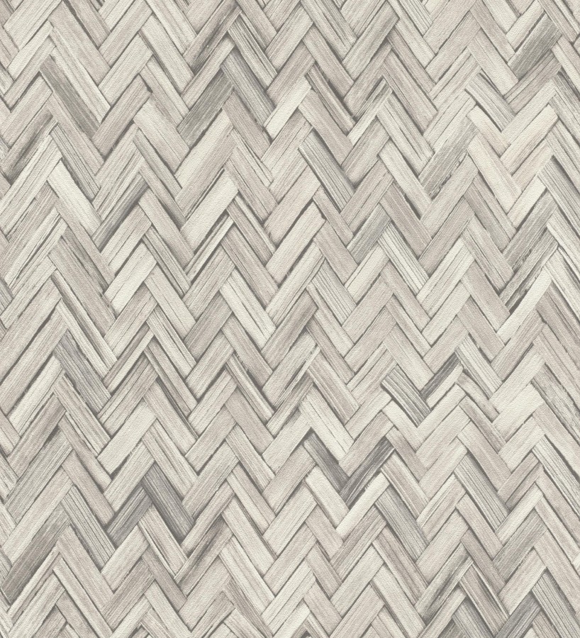 Papel pintado ratán diseño espiga tono gris cálido  Bangkok Rattan 685087