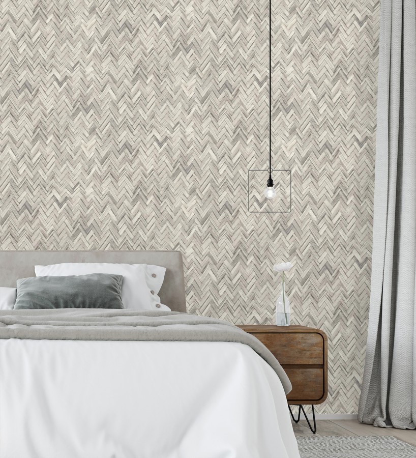 Papel pintado ratán diseño espiga tono gris cálido  Bangkok Rattan 685087