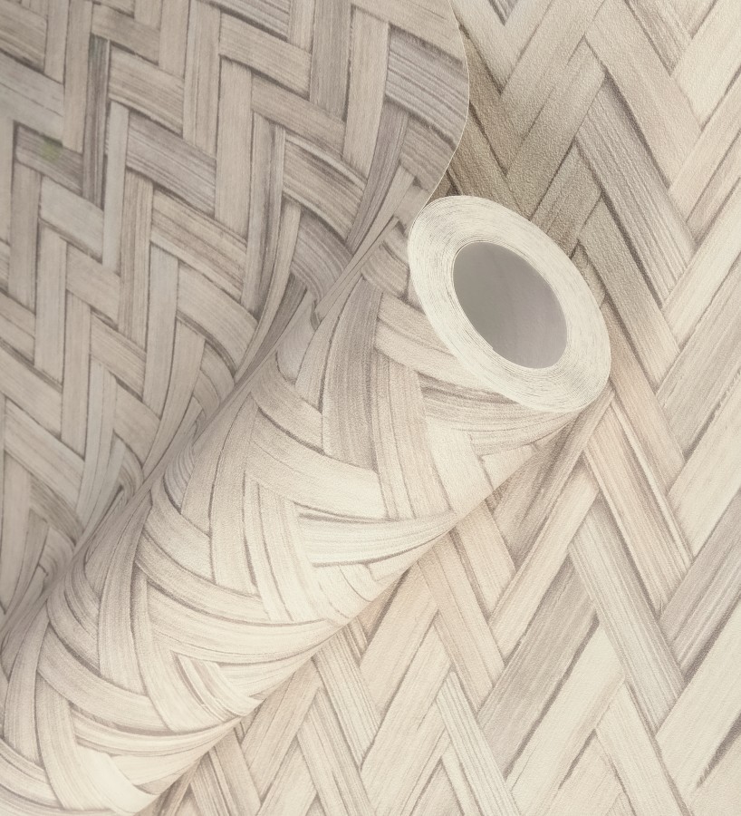 Papel pintado ratán diseño espiga tono beige claro  Bangkok Rattan 685088