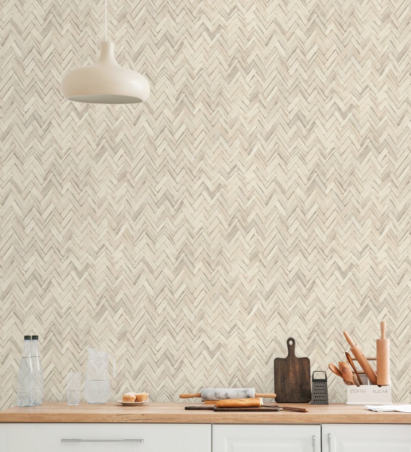 Papel pintado ratán diseño espiga tono beige claro  Bangkok Rattan 685088