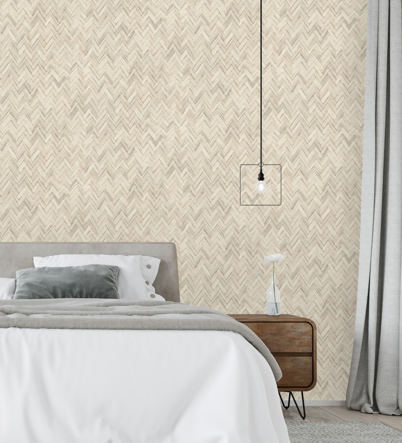 Papel pintado ratán diseño espiga tono beige claro  Bangkok Rattan 685088