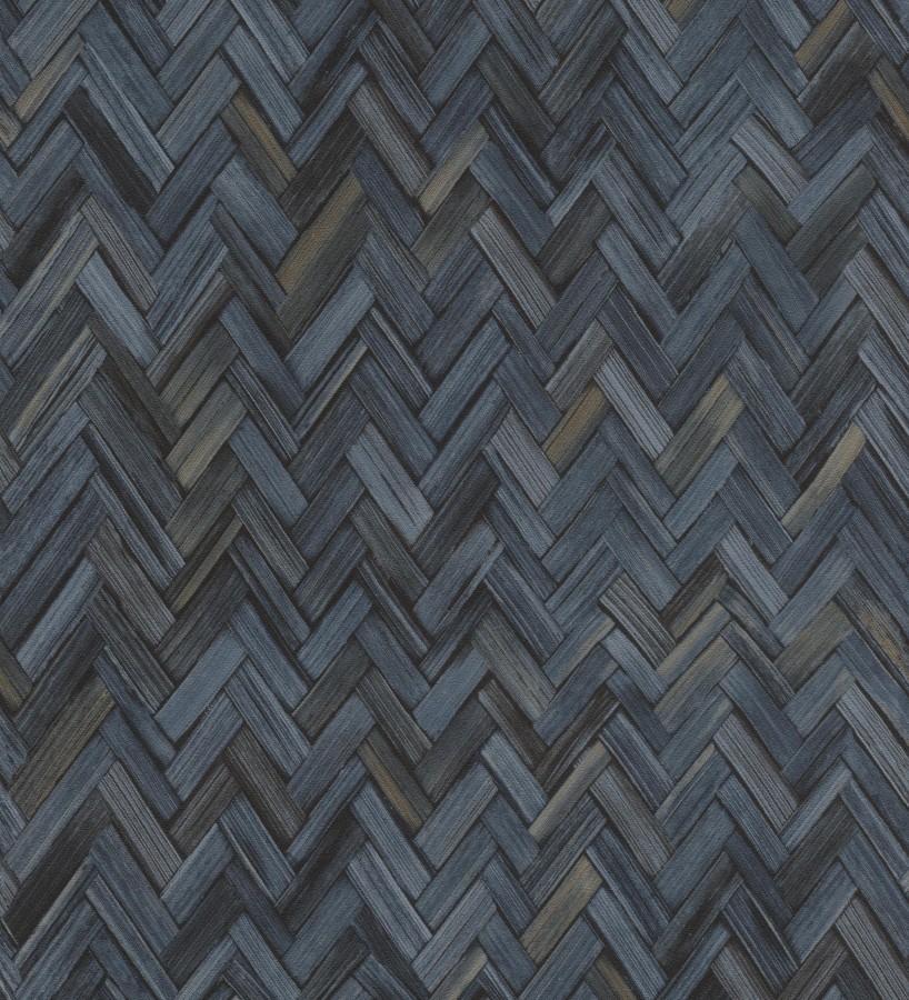Papel pintado ratán diseño espiga tono azul oscuro  Bangkok Rattan 685089