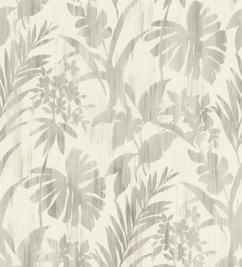 Papel pintado siluetas hojas grises efecto textil desgastado  Loire Delice 685090