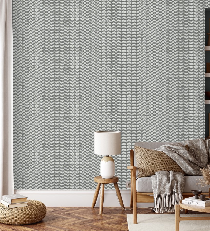 Papel pintado telar de mali lino azul textura ancestral  Agra Woven 685094