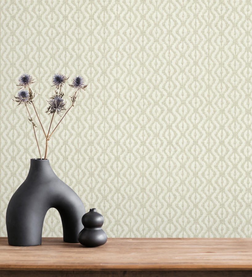 Papel pintado telar de mali lino beige textura ancestral  Agra Woven 685095