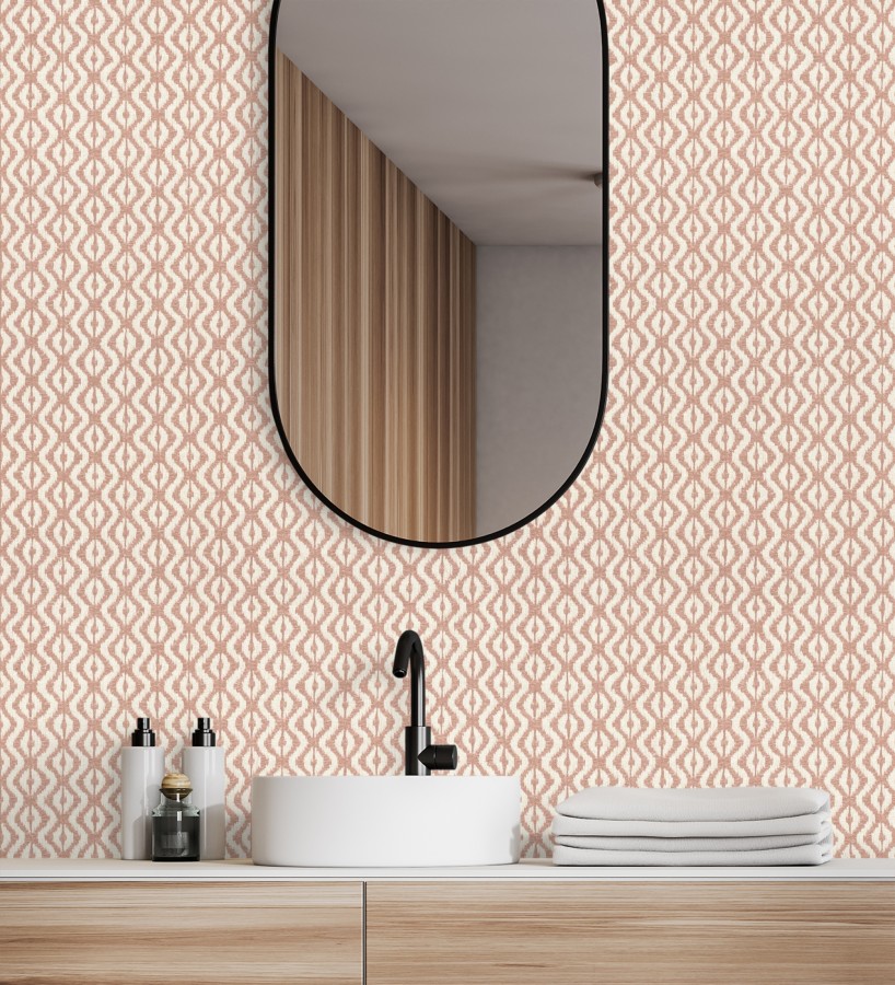 Papel pintado telar de mali lino rojo teja textura ancestral  Agra Woven 685096