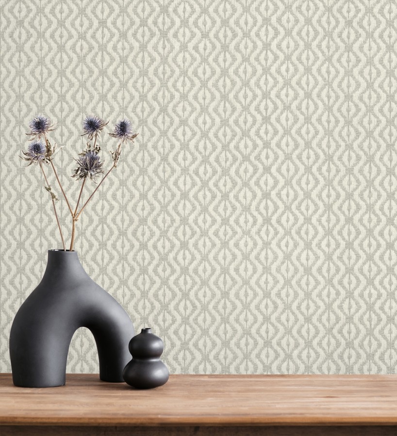 Papel pintado telar de mali lino taupe claro textura ancestral  Agra Woven 685097