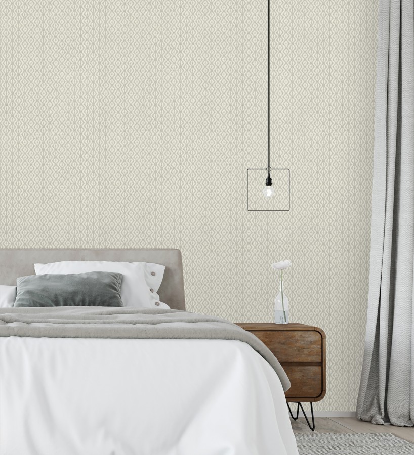 Papel pintado telar de mali lino taupe claro textura ancestral  Agra Woven 685097