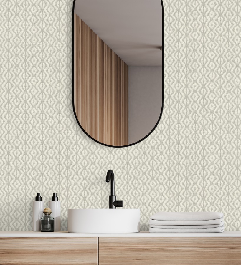 Papel pintado telar de mali lino taupe claro textura ancestral  Agra Woven 685097