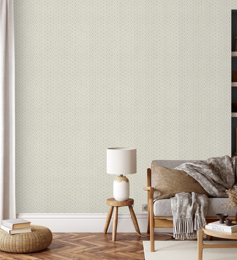 Papel pintado telar de mali lino taupe claro textura ancestral  Agra Woven 685097
