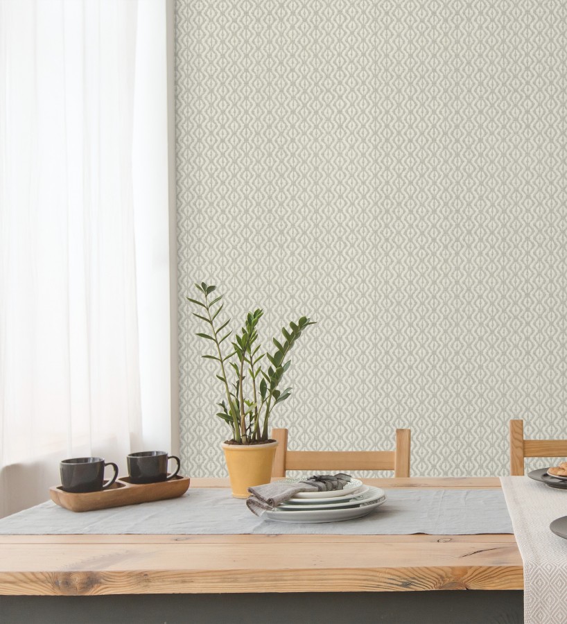 Papel pintado telar de mali lino taupe claro textura ancestral  Agra Woven 685097
