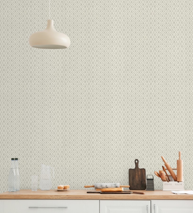 Papel pintado telar de mali lino taupe claro textura ancestral  Agra Woven 685097