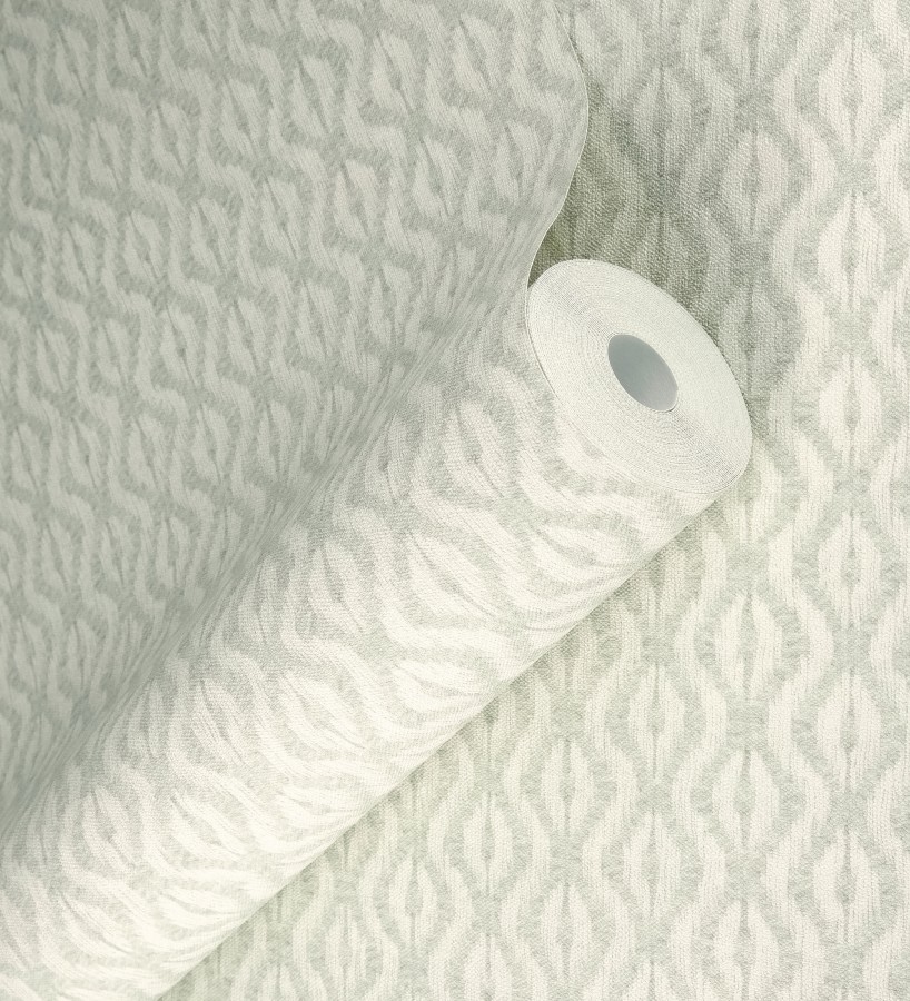 Papel pintado telar de mali lino verdoso textura ancestral  Agra Woven 685098