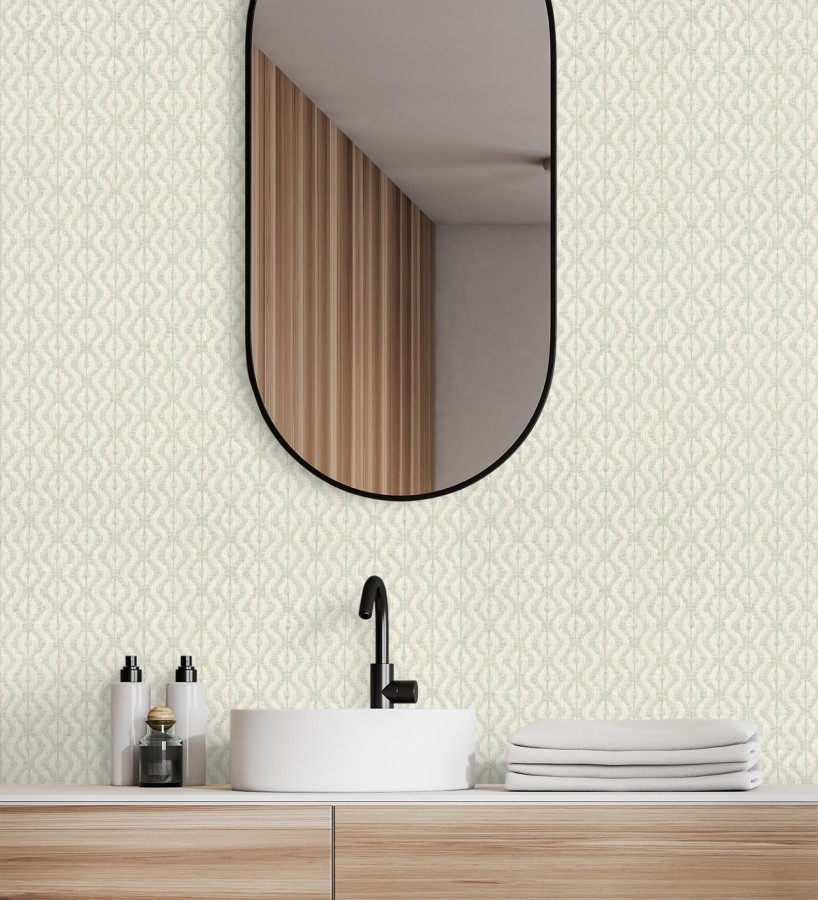 Papel pintado telar de mali lino verdoso textura ancestral  Agra Woven 685098