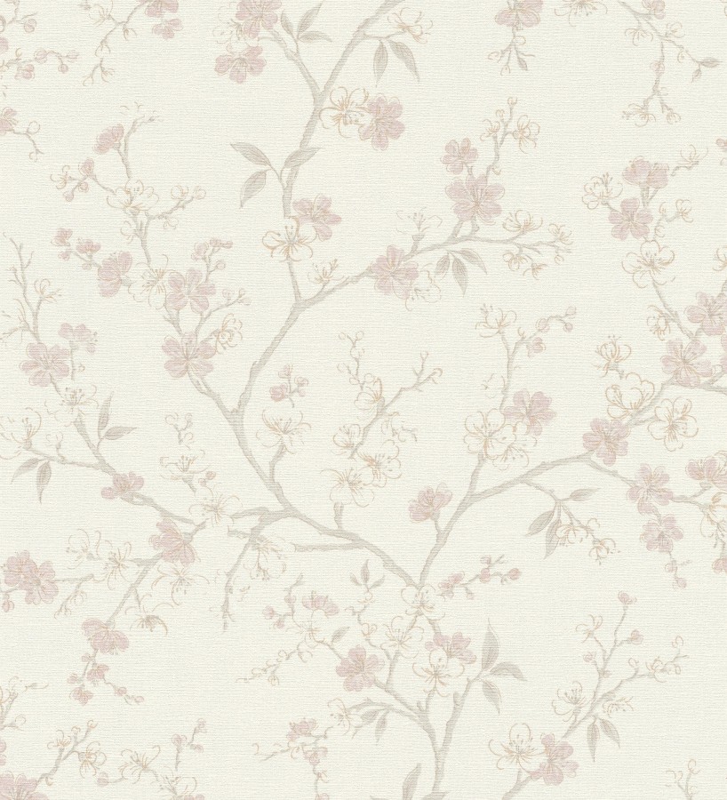 Papel pintado flores de cerezo rosa textura textil estilo japandi  Loire Flowery 685099