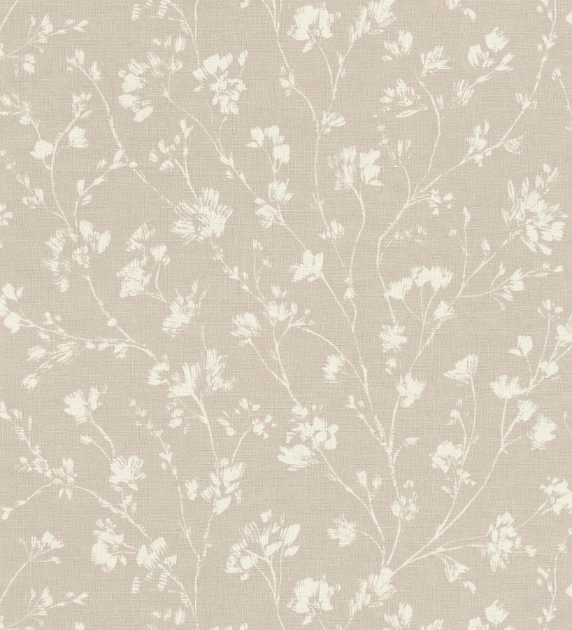 Papel pintado ramas silvestres tono blanco roto fondo beige  Isadora Ethereal 685102