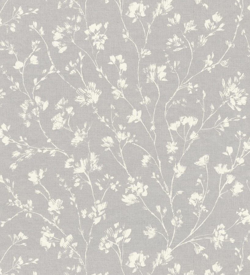 Papel pintado ramas silvestres tono blanco roto fondo gris  Isadora Ethereal 685103