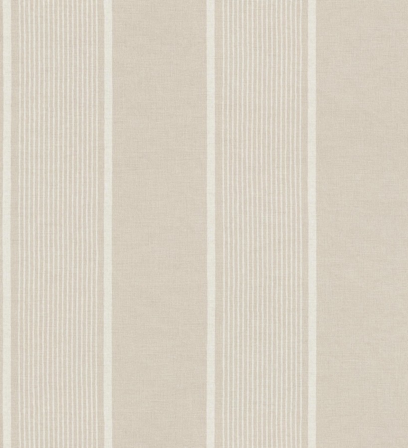 Papel pintado rayas lino beige y blanco natural estilo náutico  Lysander Trace 685104